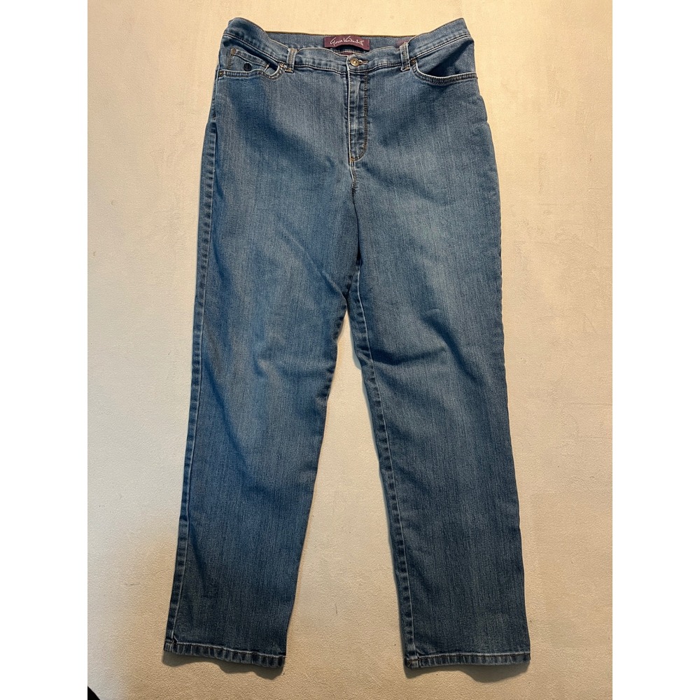 Gloria Vanderbilt Amanda High Rise Tapered Jeans Blue Medium Wash Womens 14 Avg